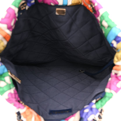 Chanel Printed Fabric Quilted Logo Large Shopping Tote Multicolor 5 of 10