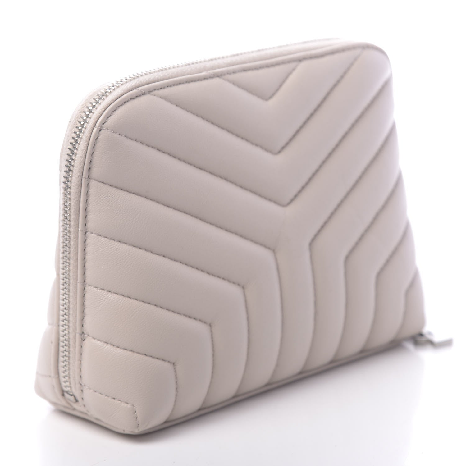 Saint Laurent Lambskin Matelasse Cosmetic Case Ivory 3 of 10