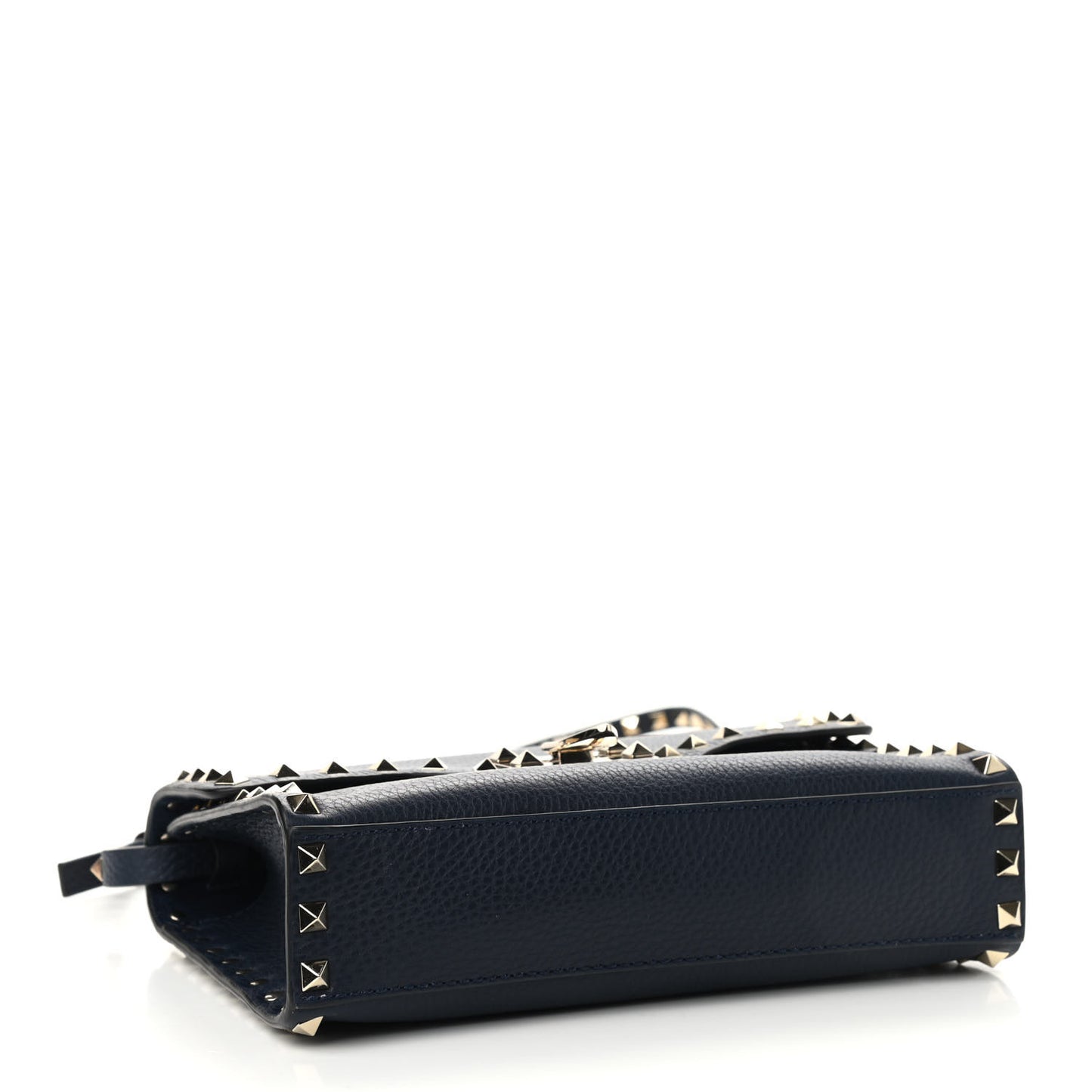 Pebbled Calfskin Medium Rockstud Flip Lock Crossbody Bag Black