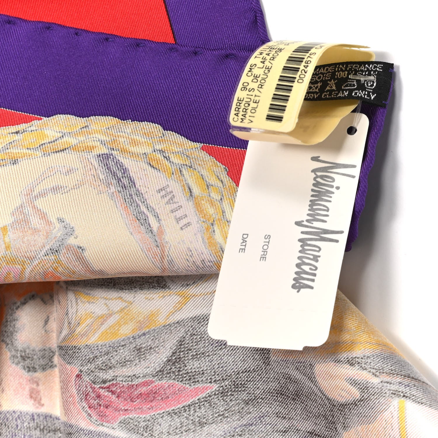 Hermes Silk Marquis De Lafayette Scarf 90 Violet Rouge Rose Poudre 5 of 6
