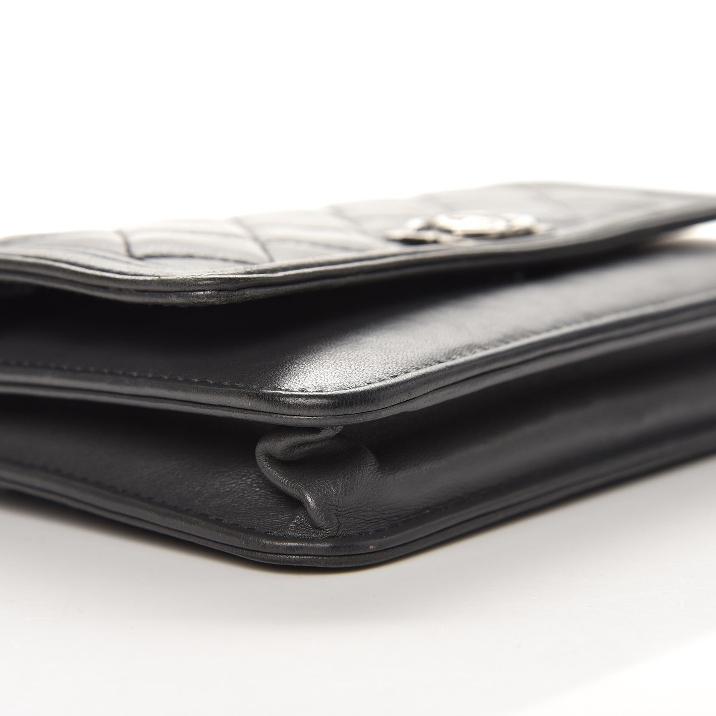 Lambskin Quilted Boy Wallet On Chain WOC Grey