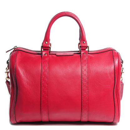 Gucci Calfskin Microguccissima Trim Medium Boston Raspberry Red 1 of 7