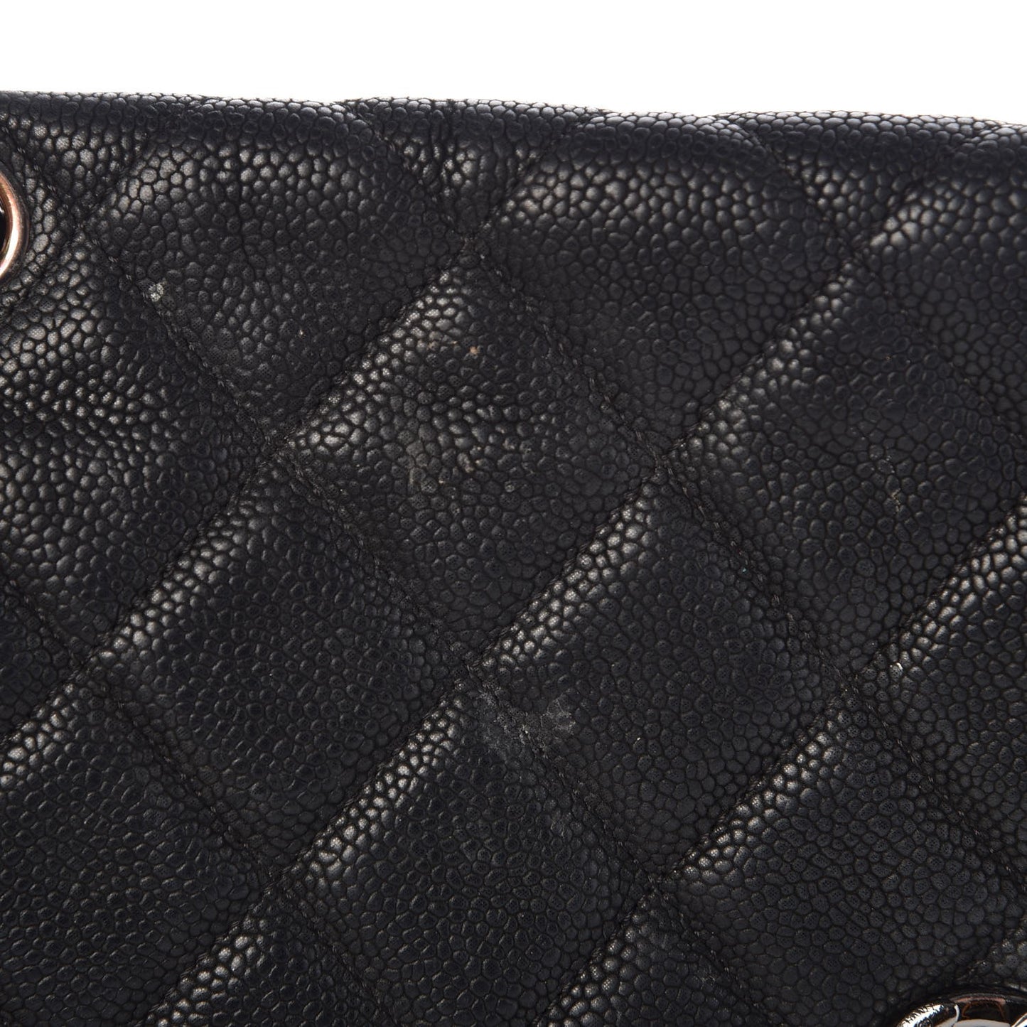 Iridescent Caviar Quilted Medium Lady Pearly Flap Black