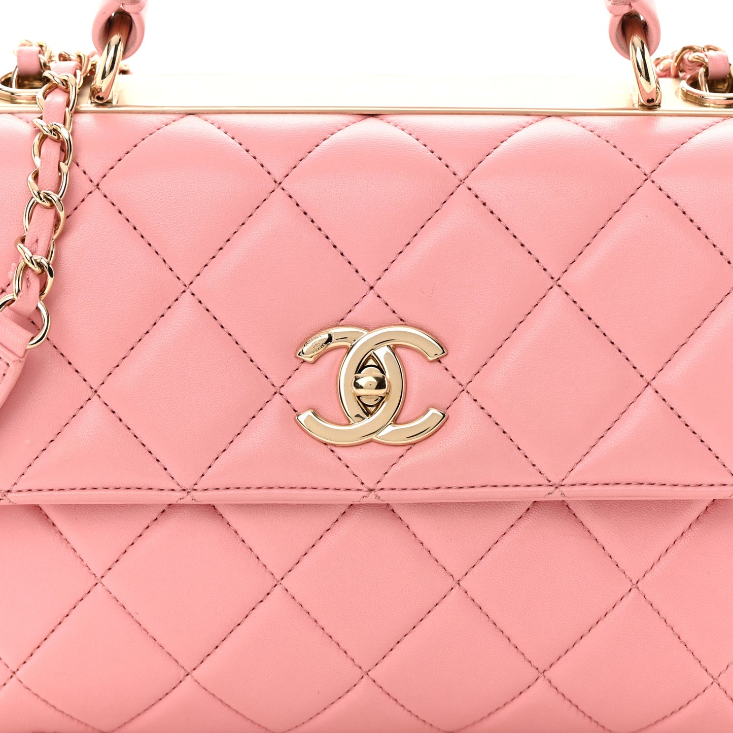 Lambskin Quilted Small Trendy CC Flap Dual Handle Bag Light Pink