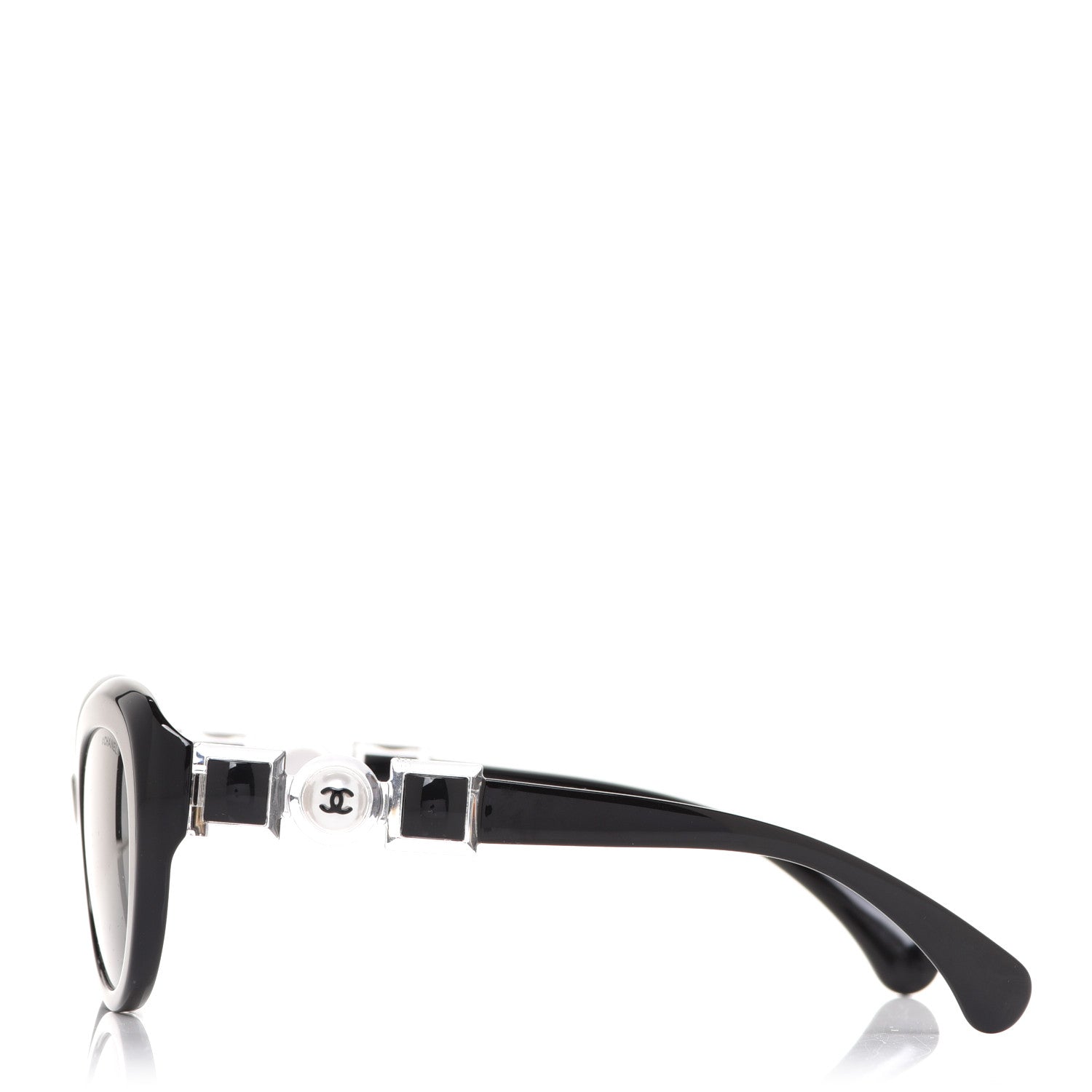 Chanel Acetate Glass Pearls Cat Eye Sunglasses 5443-H Black 3 of 8