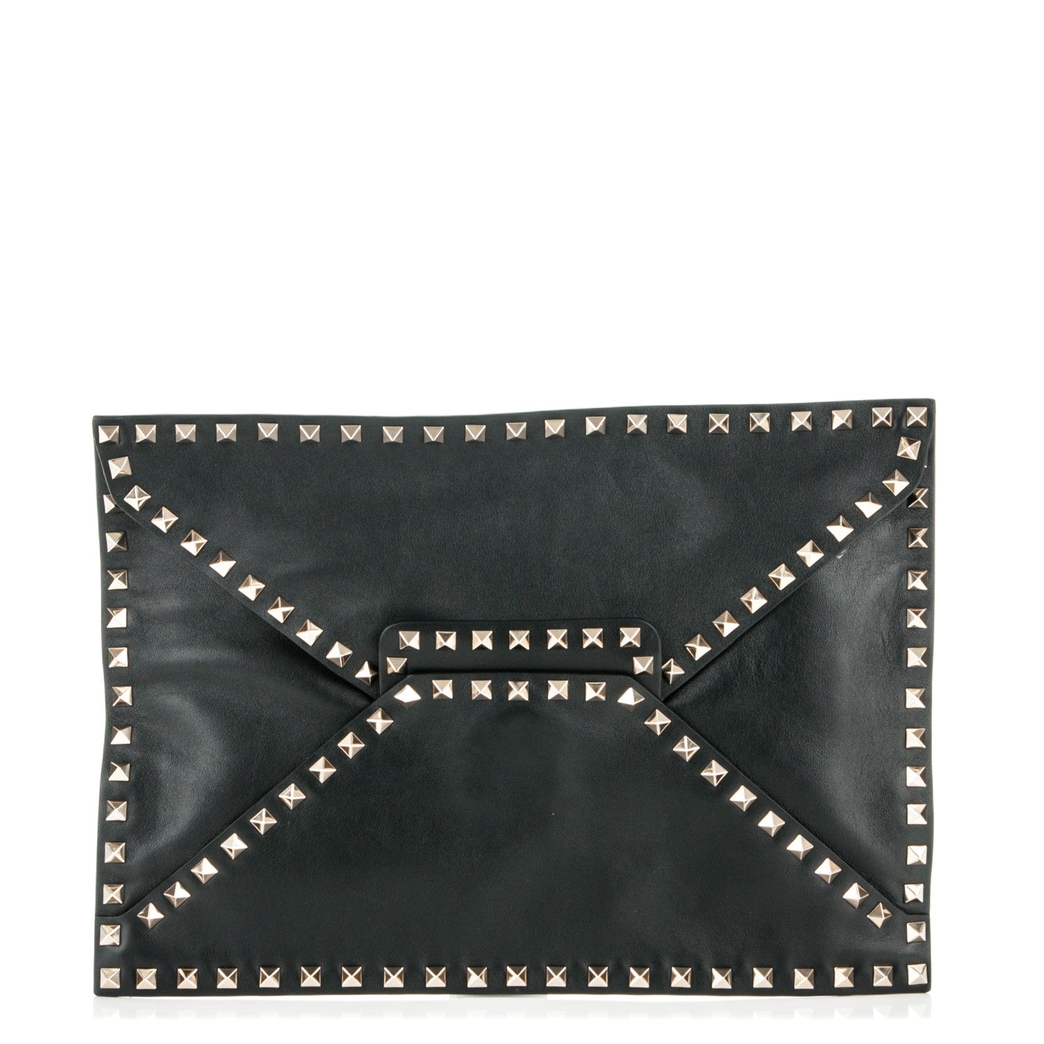 Valentino Garavani Vitello Untitled Rockstud Envelope Clutch Black 1 of 6