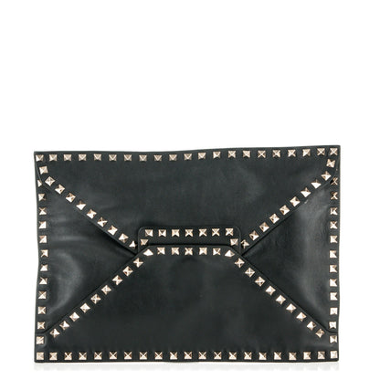 Valentino Garavani Vitello Untitled Rockstud Envelope Clutch Black 1 of 6