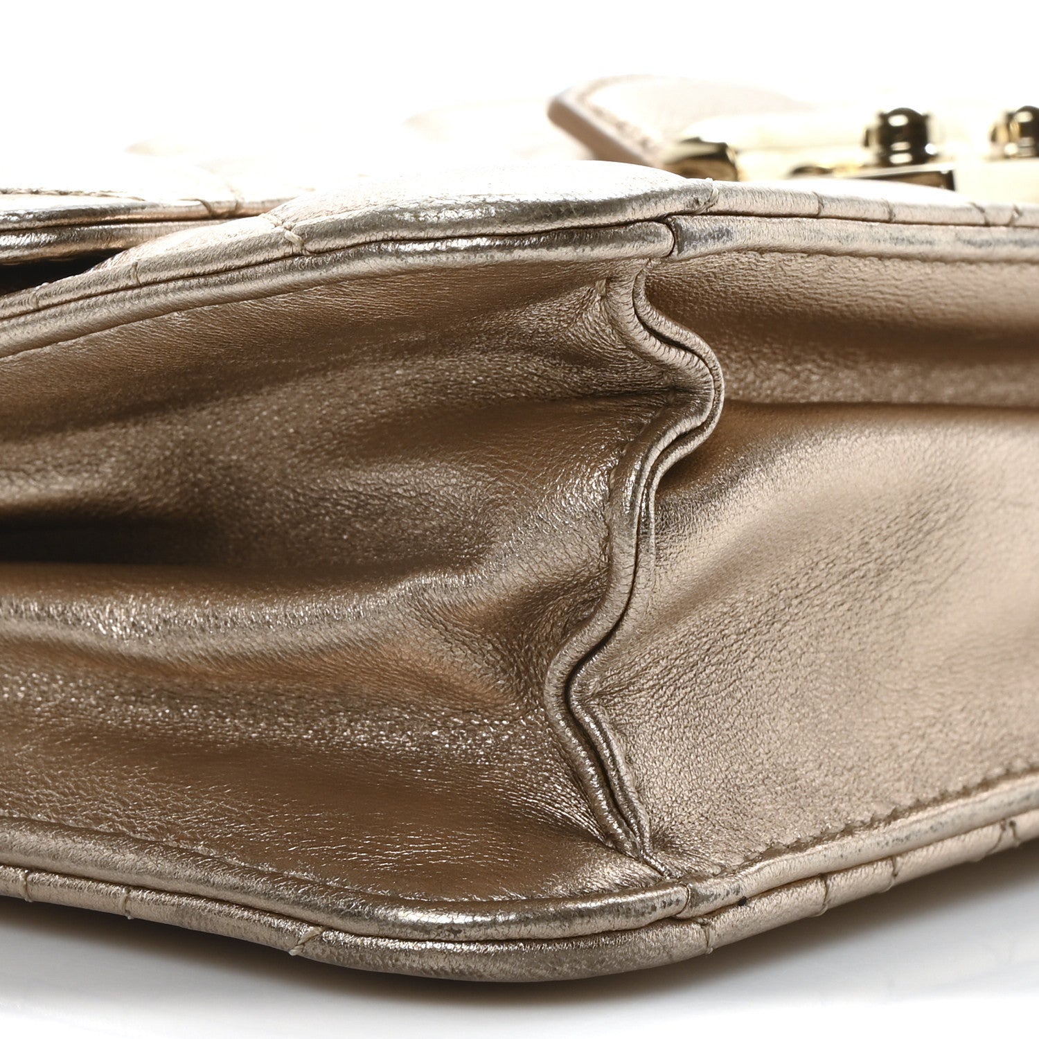 Christian Dior Metallic Lambskin Cannage Miss Dior Promenade Pouch Gold 10 of 11