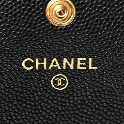 Chanel Caviar Quilted Textured CC Flap Wallet Black 6 of 9