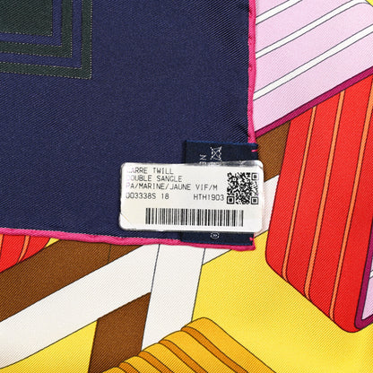 Hermes Silk Double Sangle Scarf 90 Marine Jaune Vif Multicolor 5 of 5