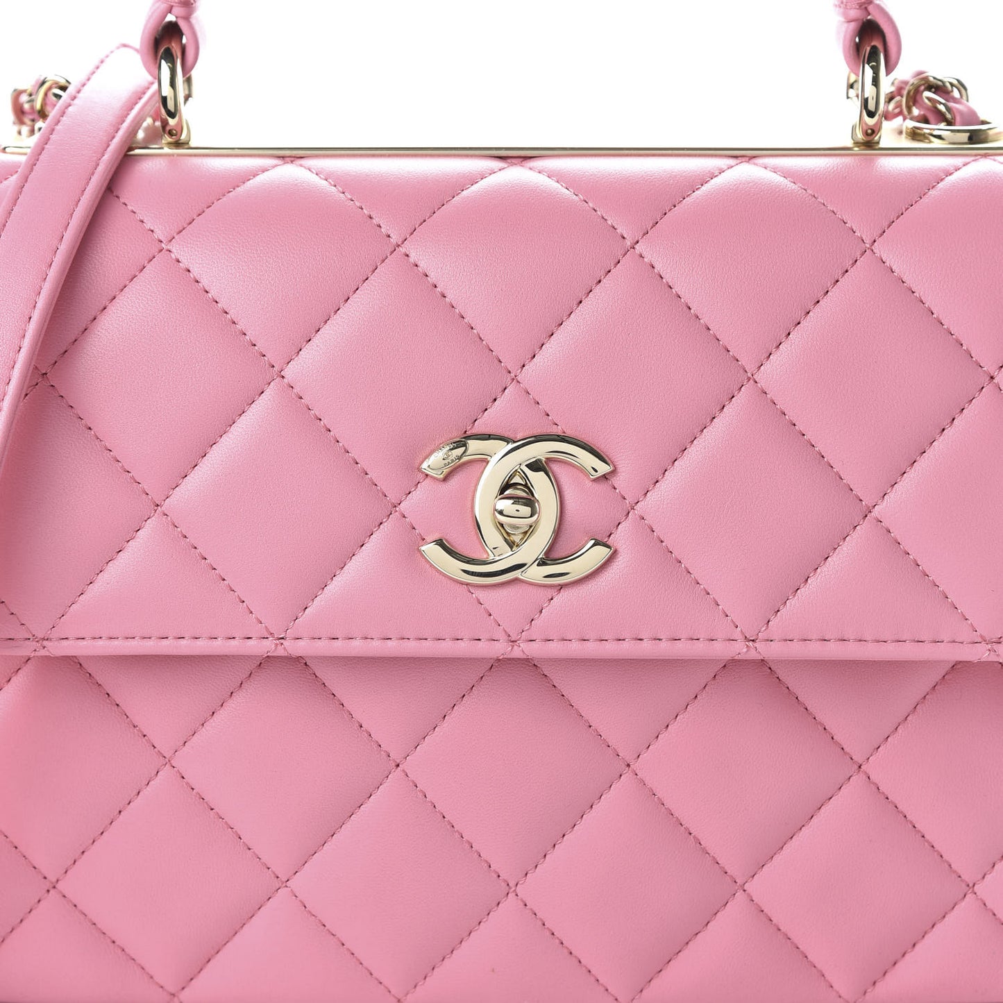Lambskin Quilted Small Trendy CC Flap Dual Handle Bag Pink
