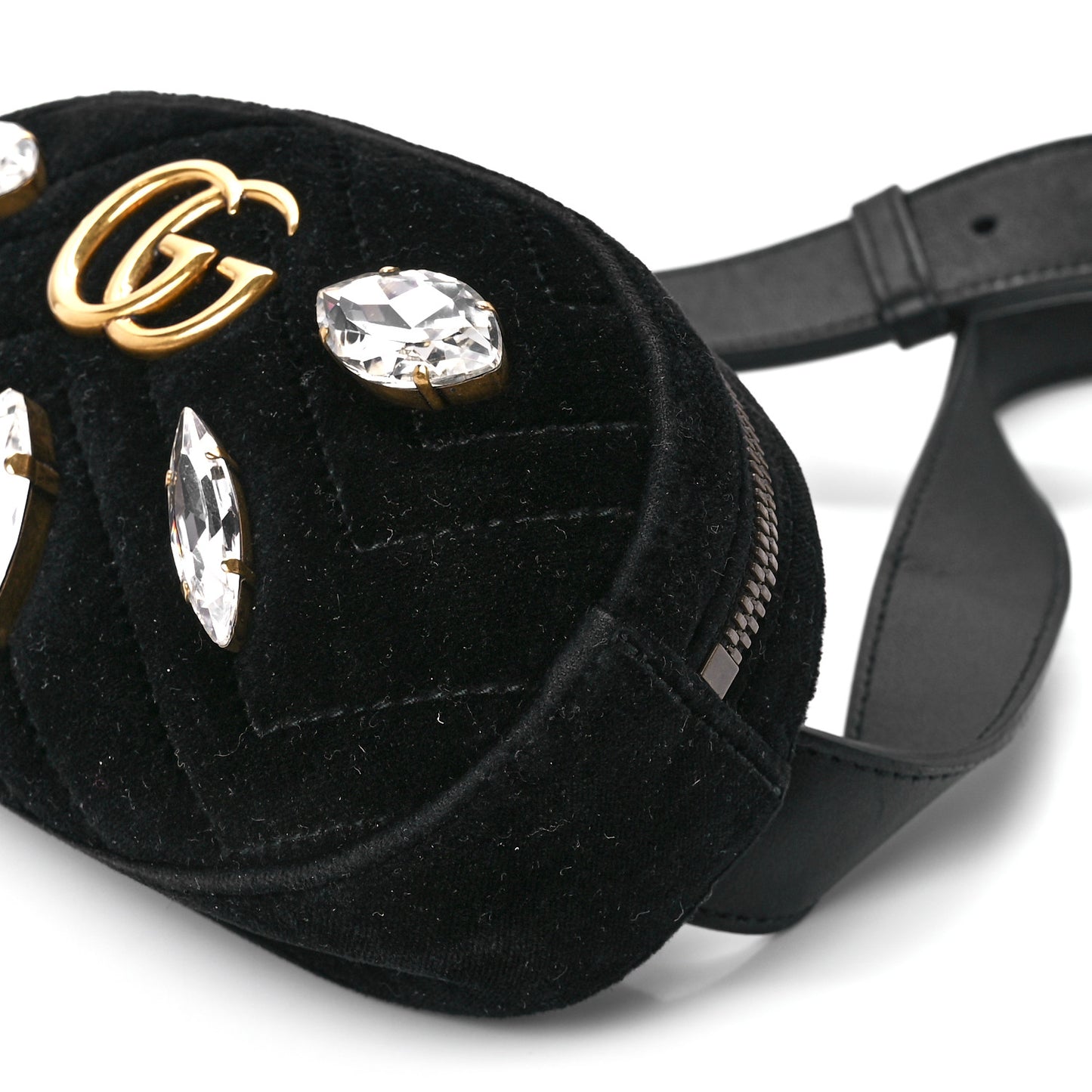 Velvet Matelasse Marquise Crystals GG Marmont Belt Bag 85 34 Black