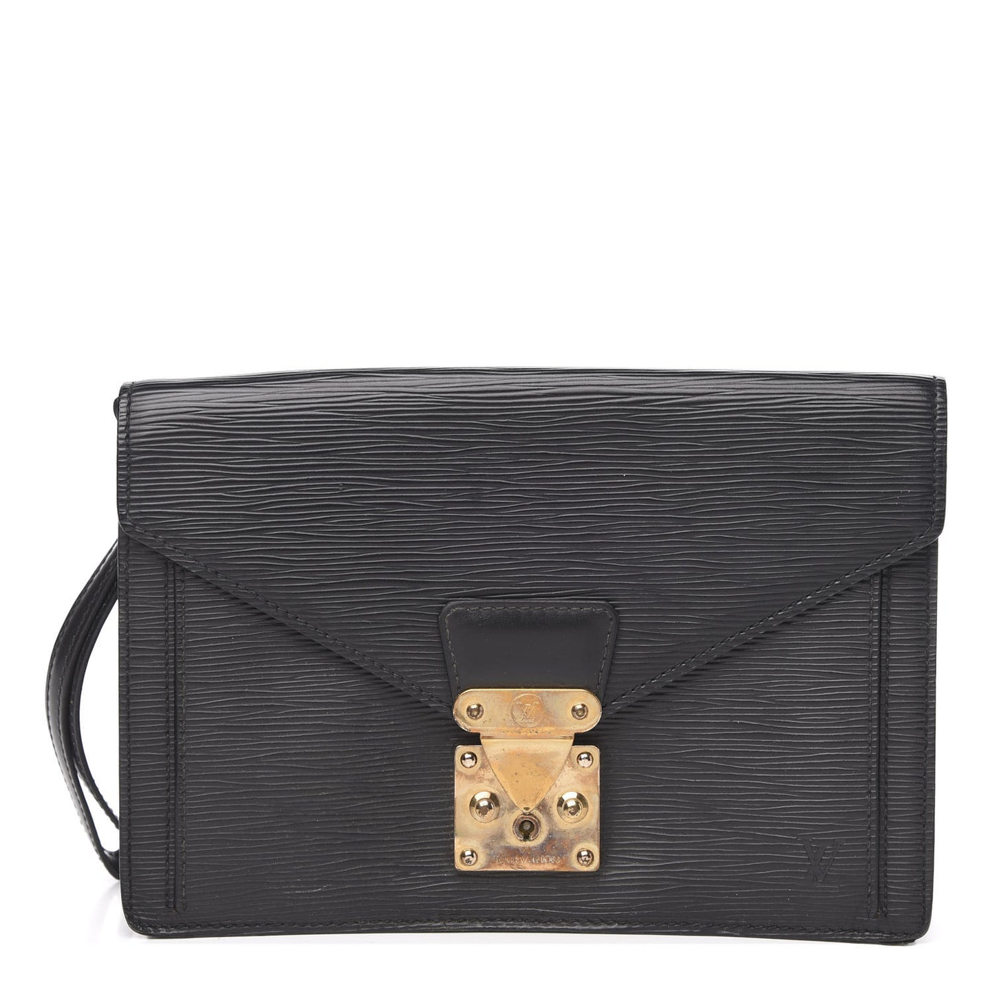 Epi Pochette Sellier Dragonne Clutch Black
