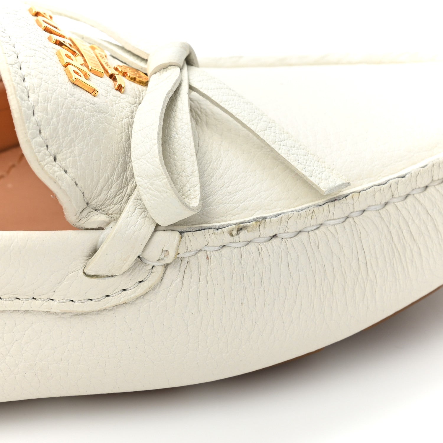 Prada Calfskin Bow Driving Loafer 36 White 11 of 13