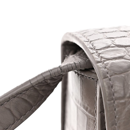 Saint Laurent Calfskin Crocodile Embossed Medium Bellechasse Satchel Grey 10 of 12
