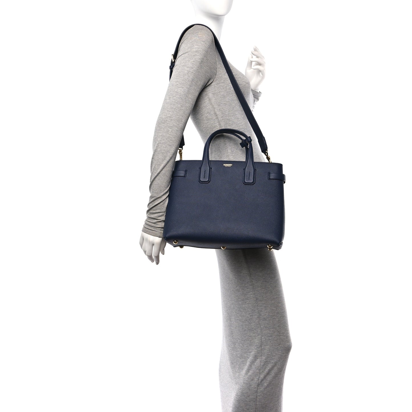 Derby Calfskin Vintage Check Medium Banner Tote Regency Blue