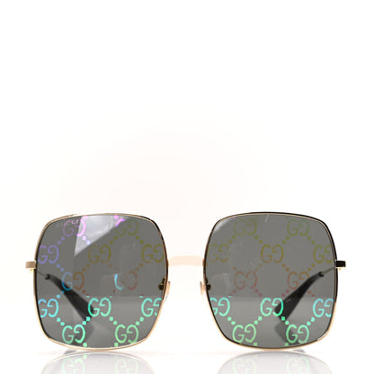 Gucci Metal Rectangular Frame Sunglasses GG0414S Gold Multicolor 2 of 8