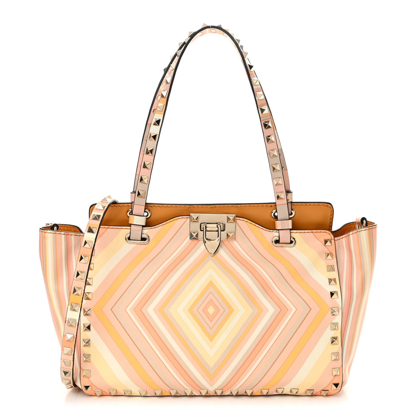 Vitello Native Couture 1975 Small Rockstud Tote Mandarin Sorbet