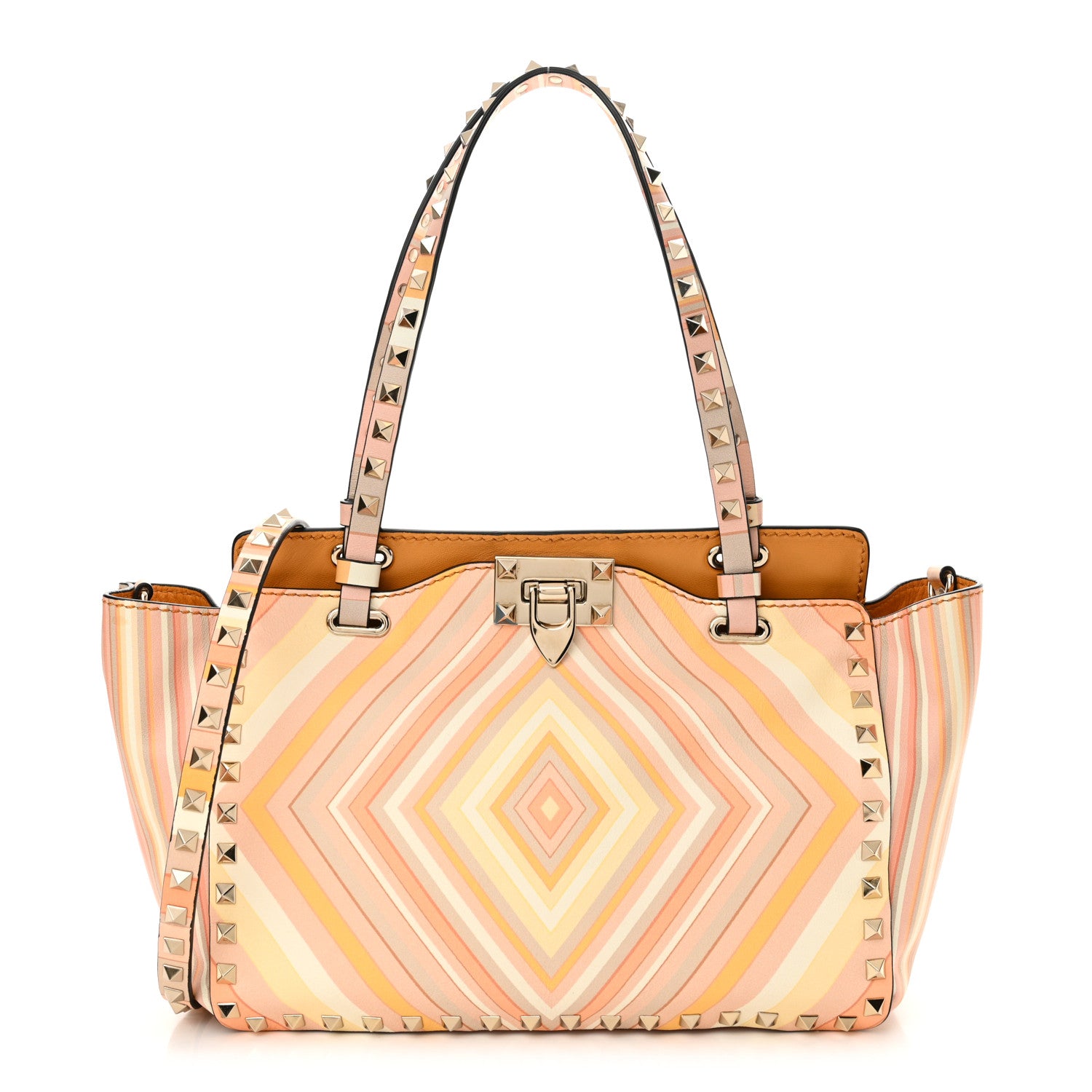 Valentino Garavani Vitello Native Couture 1975 Small Rockstud Tote Mandarin Sorbet 1 of 10