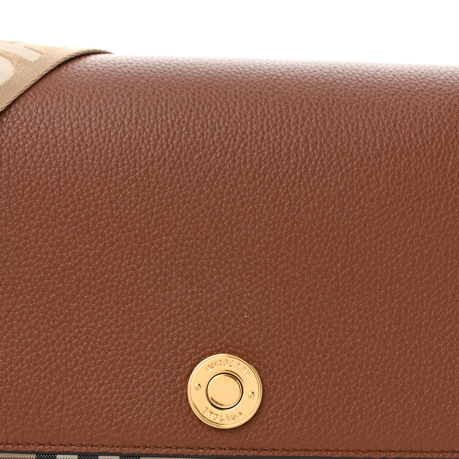 Burberry Calfskin Vintage Check Note Crossbody Bag Tan 7 of 12