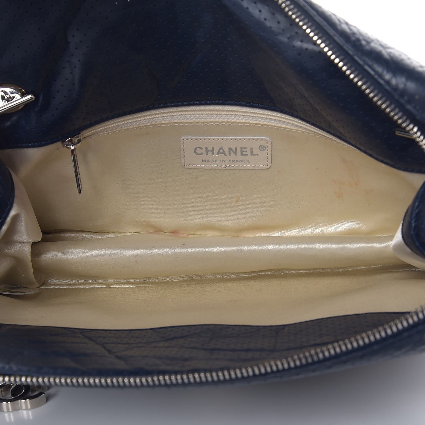 Calfskin Perforated 50's Satchel Marine Fonce