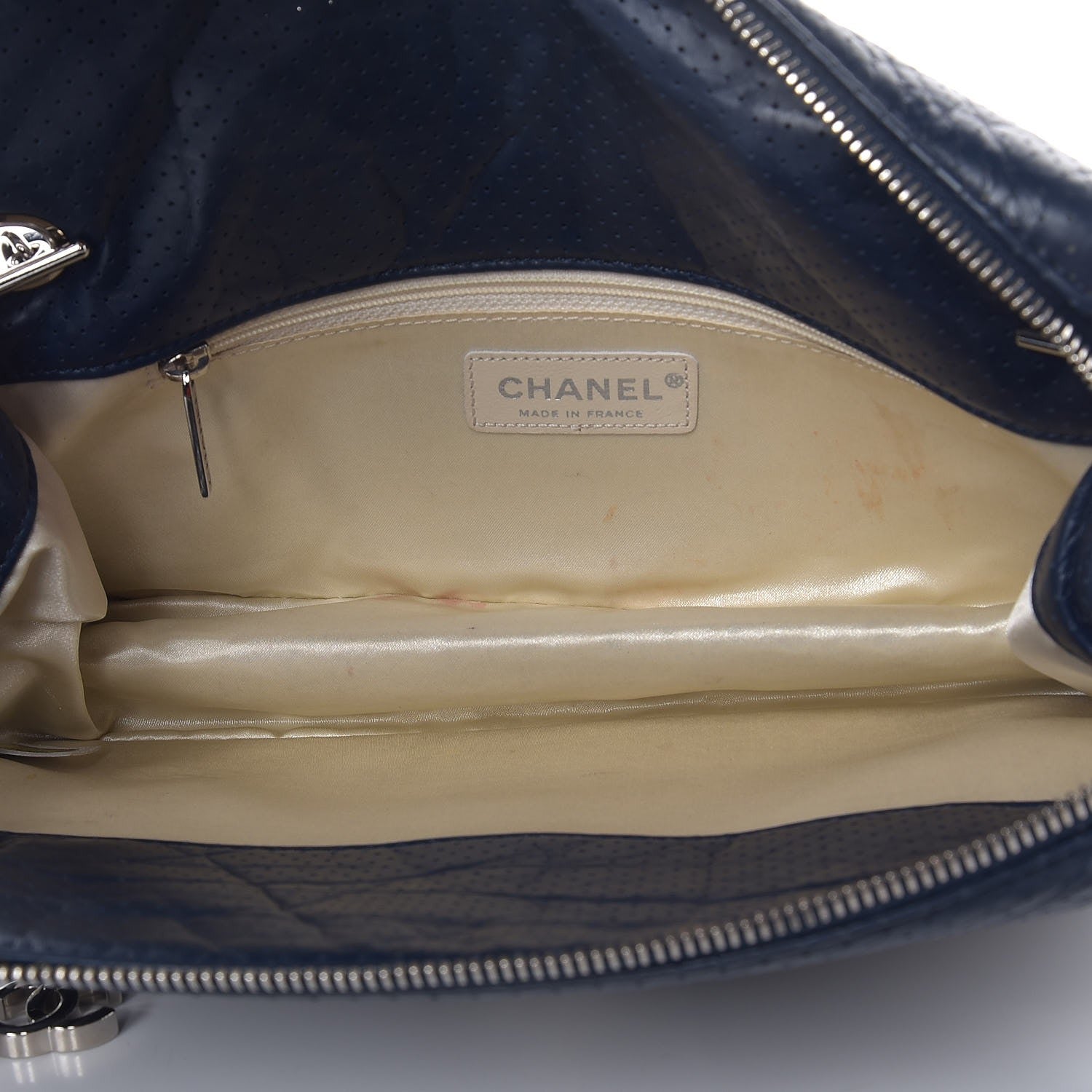 Chanel Calfskin Perforated 50's Satchel Marine Fonce 5 of 10