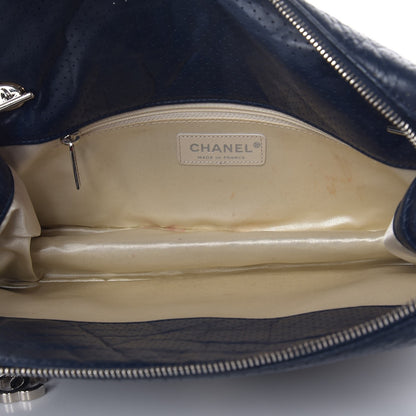 Chanel Calfskin Perforated 50's Satchel Marine Fonce 5 of 10