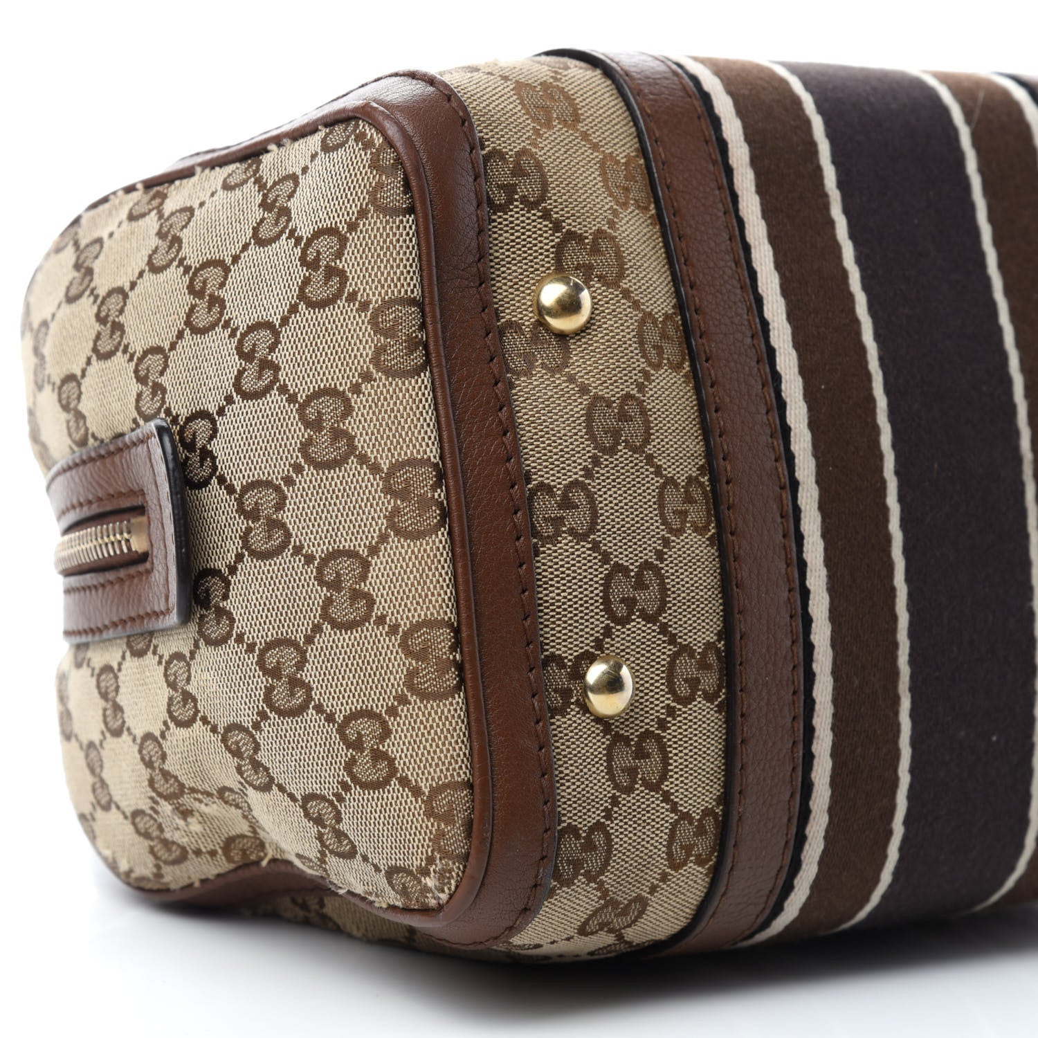 Gucci Monogram Vintage Web Small Boston Dark Brown 6 of 14