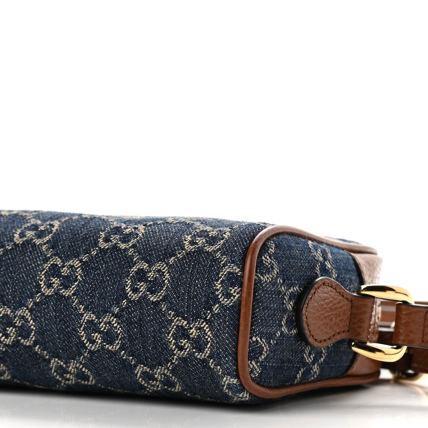Gucci New Denim GG Monogram Dollar Calfskin Mini Ophidia Shoulder Bag Blue Tea Cuir Epilog 9 of 9