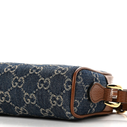 Gucci New Denim GG Monogram Dollar Calfskin Mini Ophidia Shoulder Bag Blue Tea Cuir Epilog 9 of 9