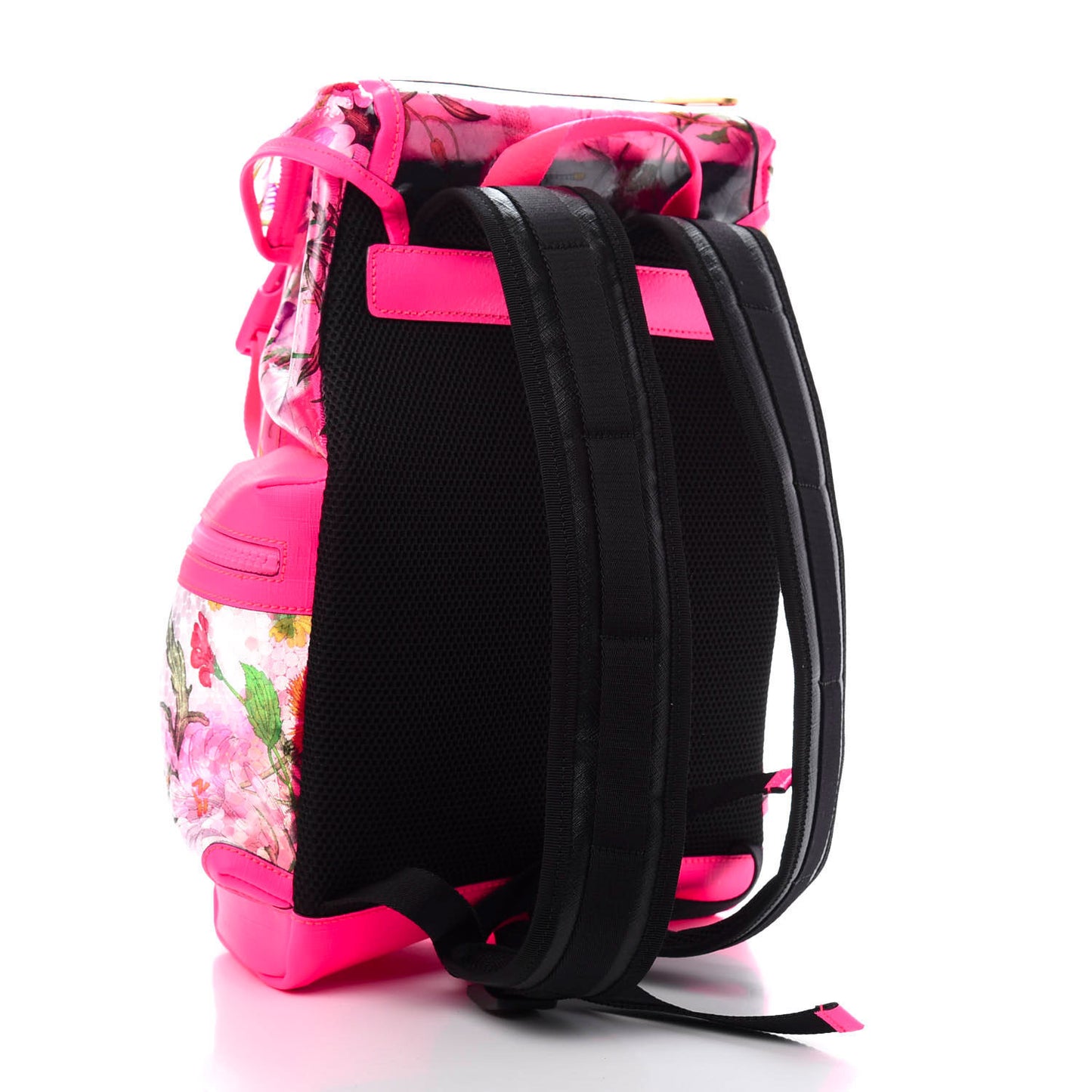 PVC Floral Double Buckle Backpack Fuchsia