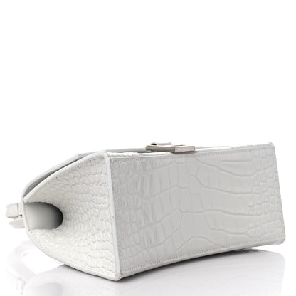 Balenciaga Calfskin Crocodile Embossed Small Hourglass Top Handle Bag White 4 of 9