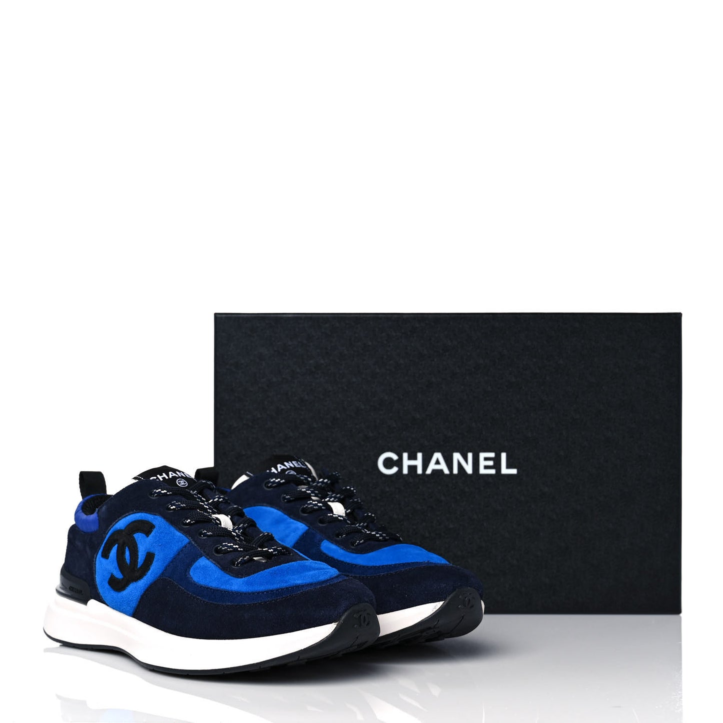 Suede Calfskin CC Sneakers 39.5 Blue Navy Dark Navy