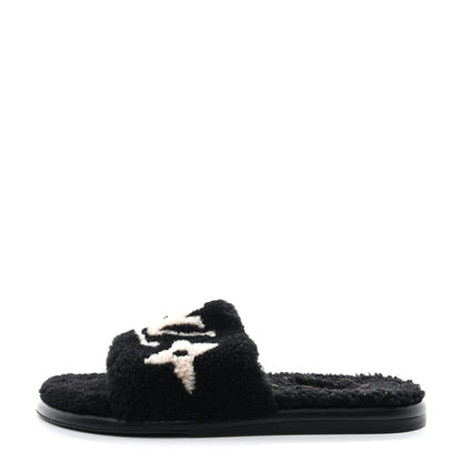 Louis Vuitton Shearling Magnetic Flat Mule 40 Black 1 of 8