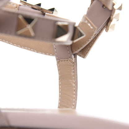 Valentino Garavani Calfskin Rockstud Ankle T-Strap Flat Sandals 38 Poudre 9 of 10