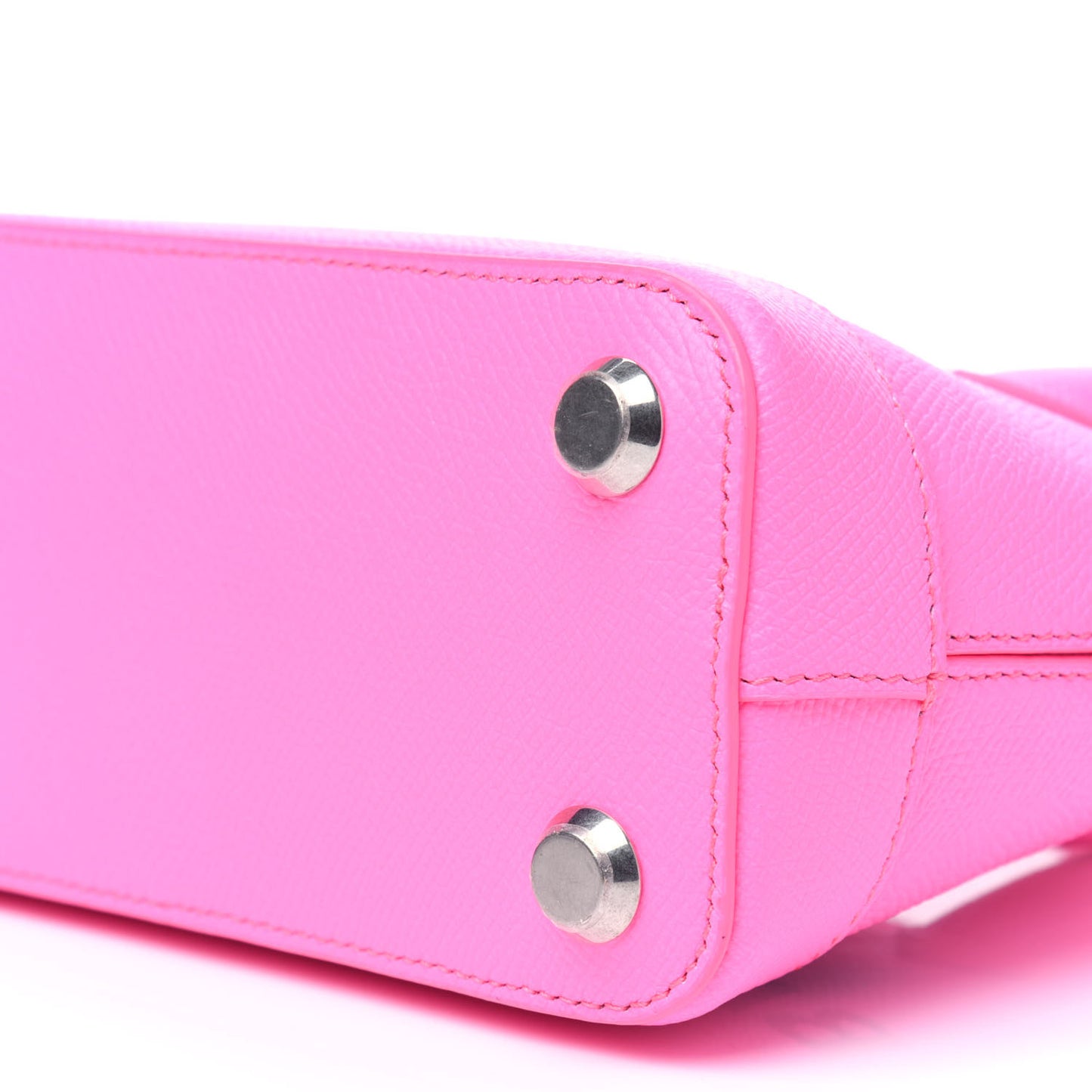 Signature Grained Calfskin Logo XXS Ville Top Handle Bag Acid Pink Black