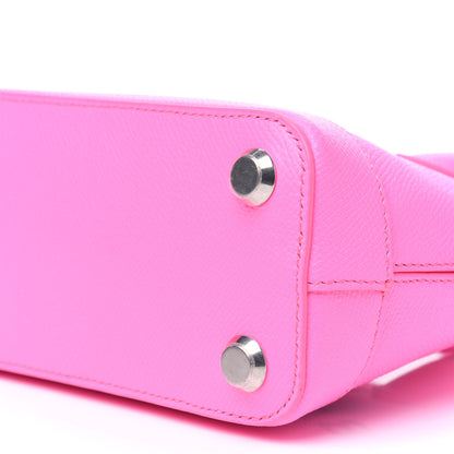 Balenciaga Signature Grained Calfskin Logo XXS Ville Top Handle Bag Acid Pink Black 10 of 12