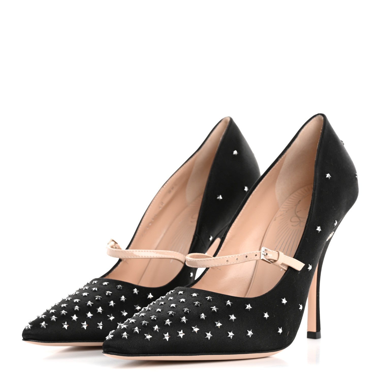 Gucci Silk Satin Star Studded Pumps 40 Black 4 of 10