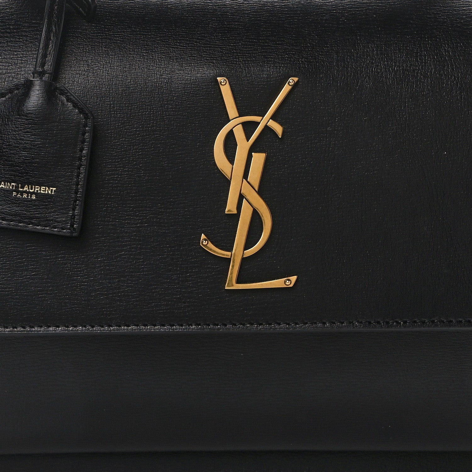 Saint Laurent Smooth Calfskin Medium Monogram Sunset Satchel Black 8 of 12