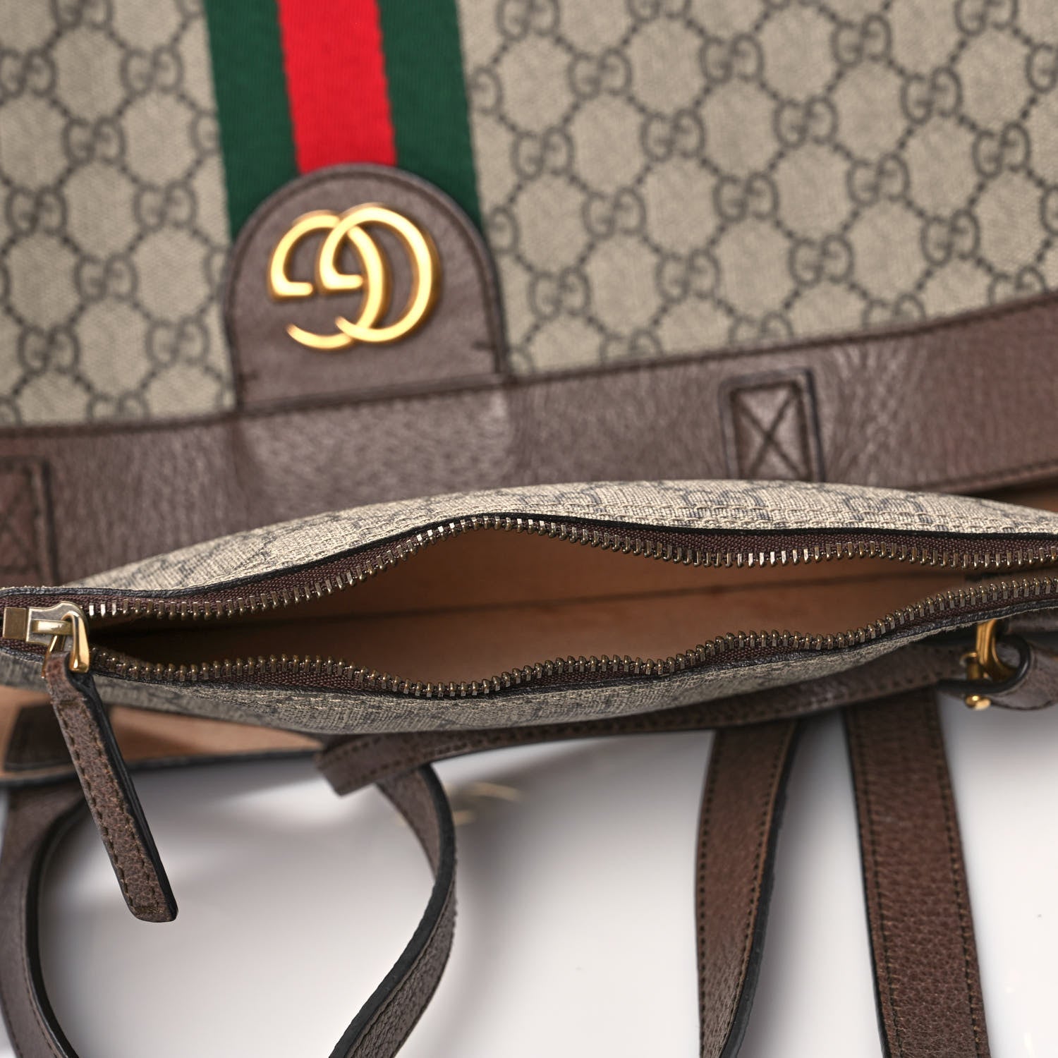 Gucci GG Supreme Monogram Web Large Ophidia Tote Brown 17 of 22