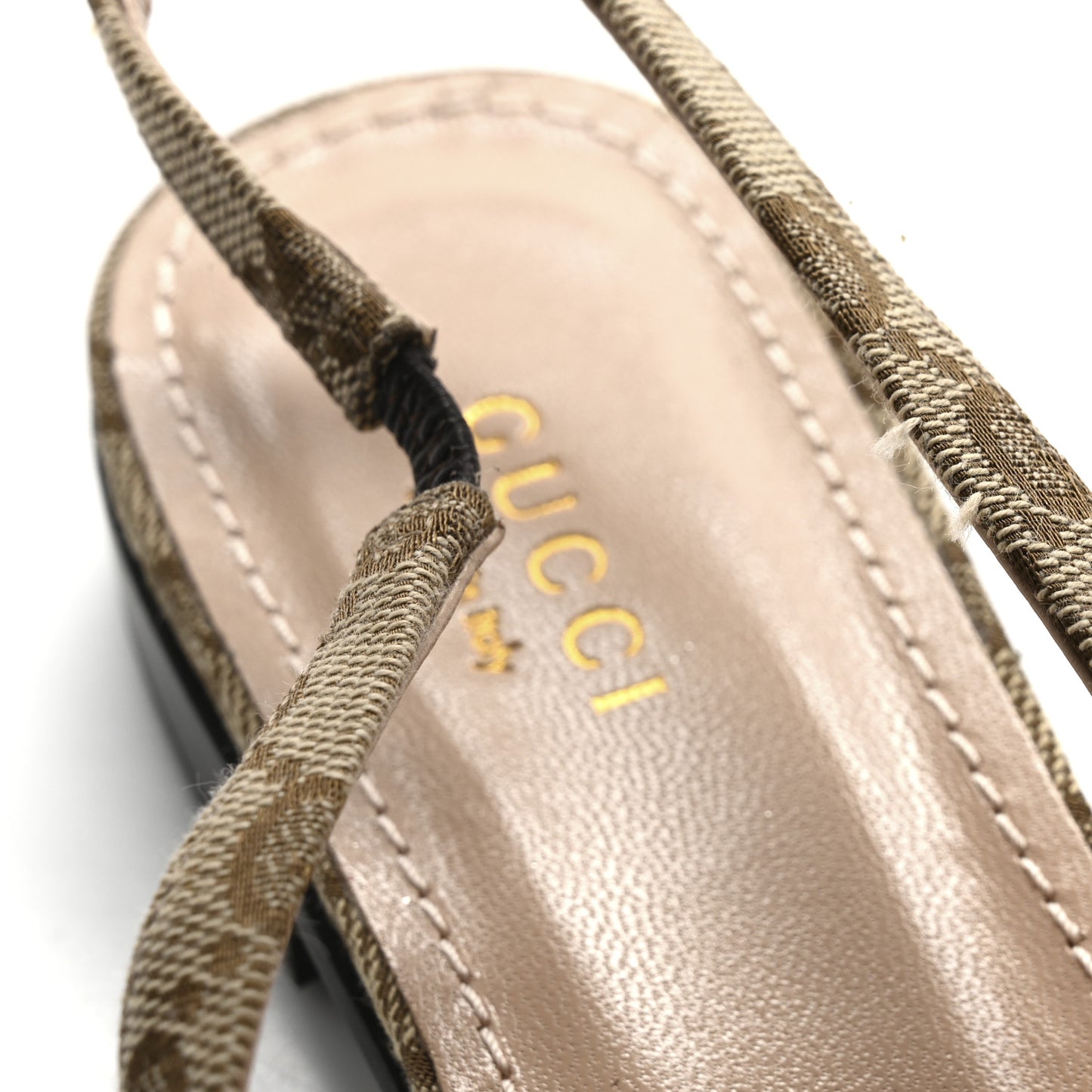 Monogram Horsebit Womens Slingback Ballet Flat 36.5 Beige Ebony Cocoa