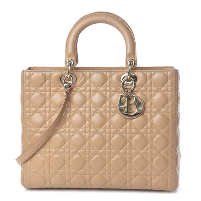 Christian Dior Lambskin Cannage Large Lady Dior Beige 1 of 13