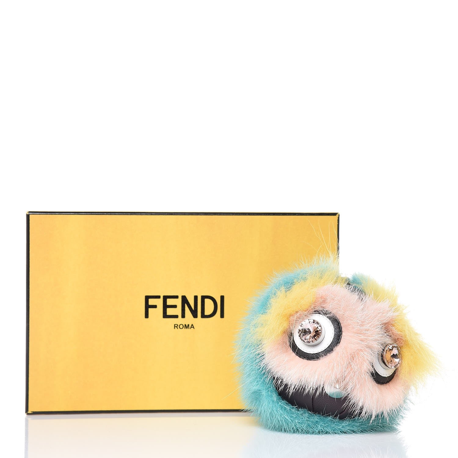 Fendi Shiny Nappa Mink Fox Fur Crystal QuTweet Dazzling Bag Bug Charm Bordeaux Seashell Multicolor 4 of 4