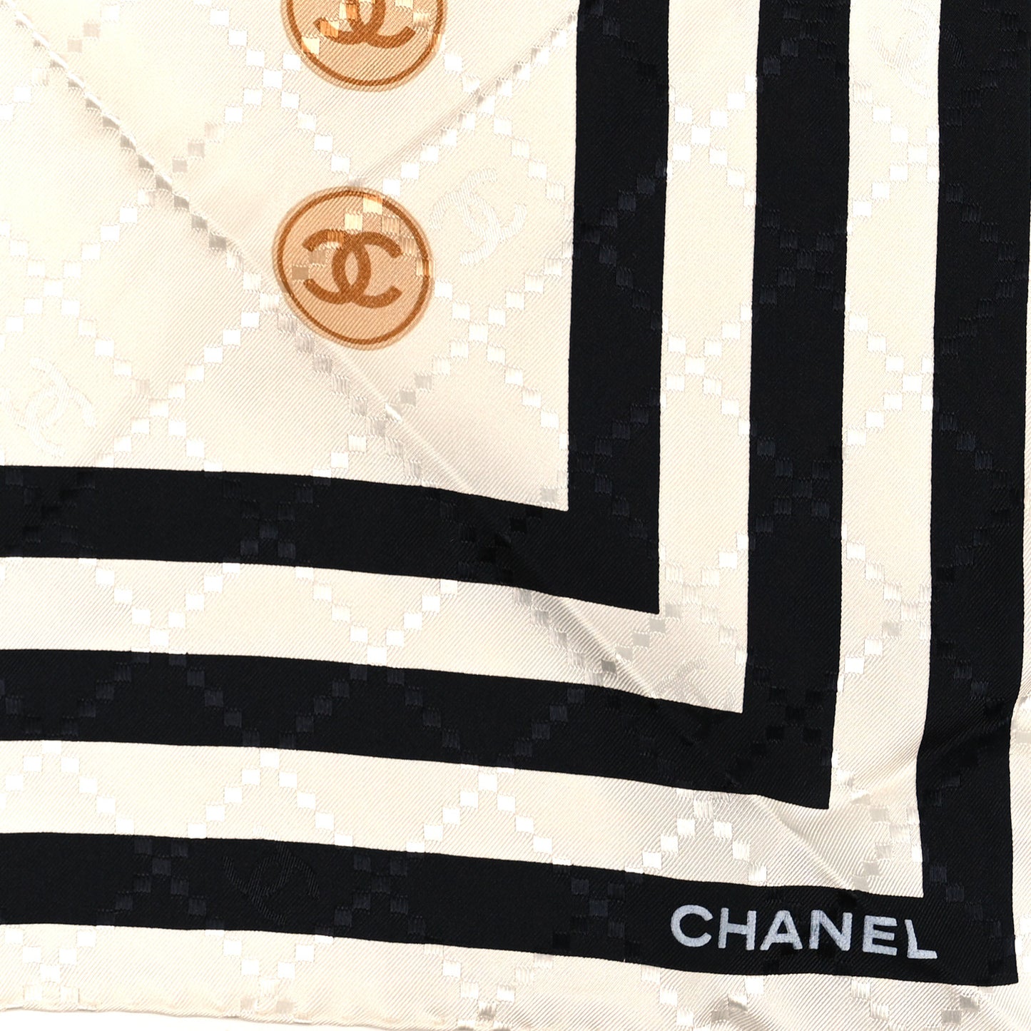 Silk Stripe CC Scarf Black White