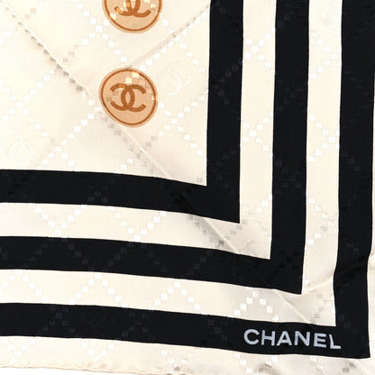 Chanel Silk Stripe CC Scarf Black White 2 of 3