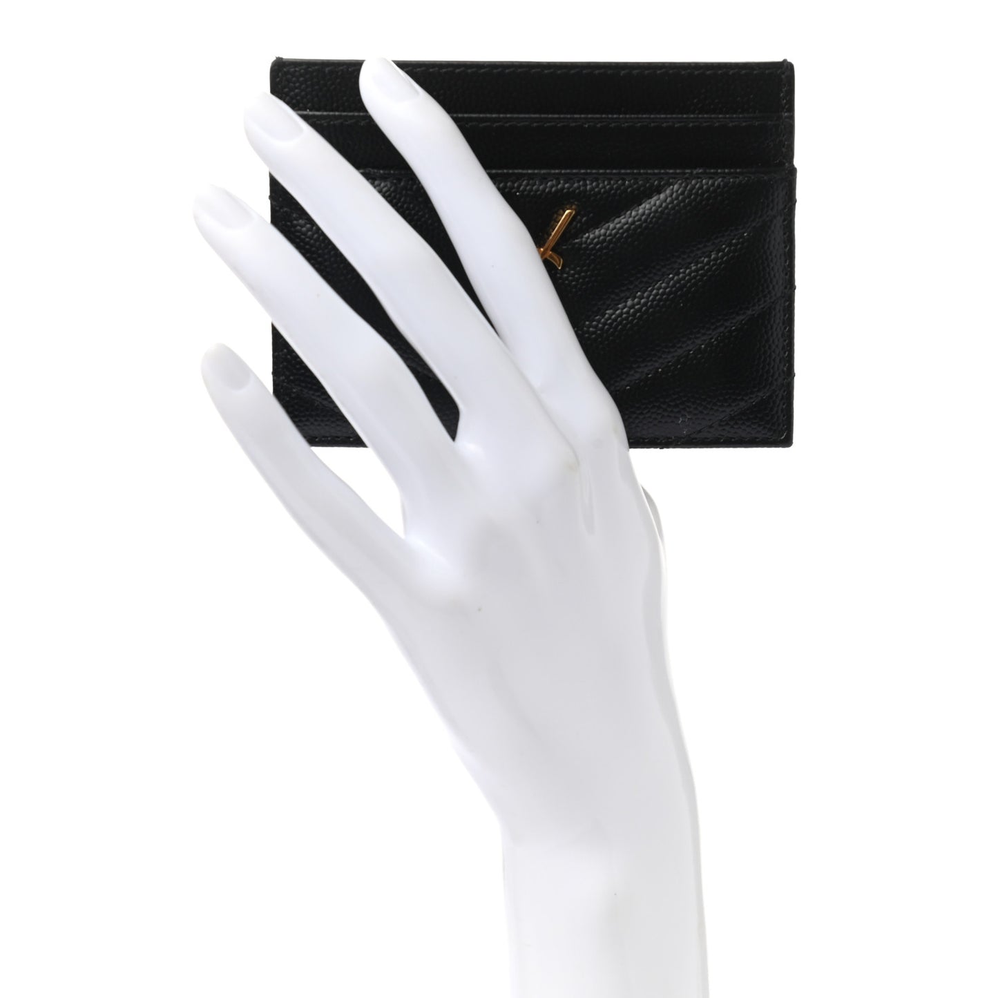 Grain De Poudre Matelasse Chevron Monogram Credit Card Case Black
