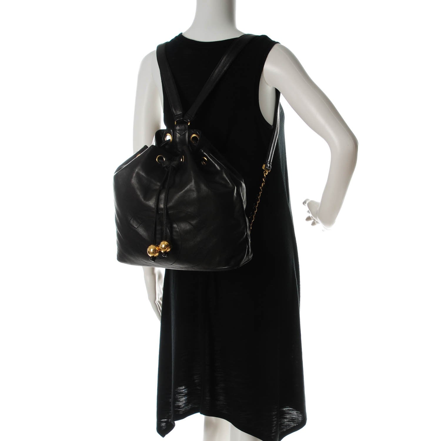 Chanel Lambskin CC Drawstring Backpack Black 2 of 9