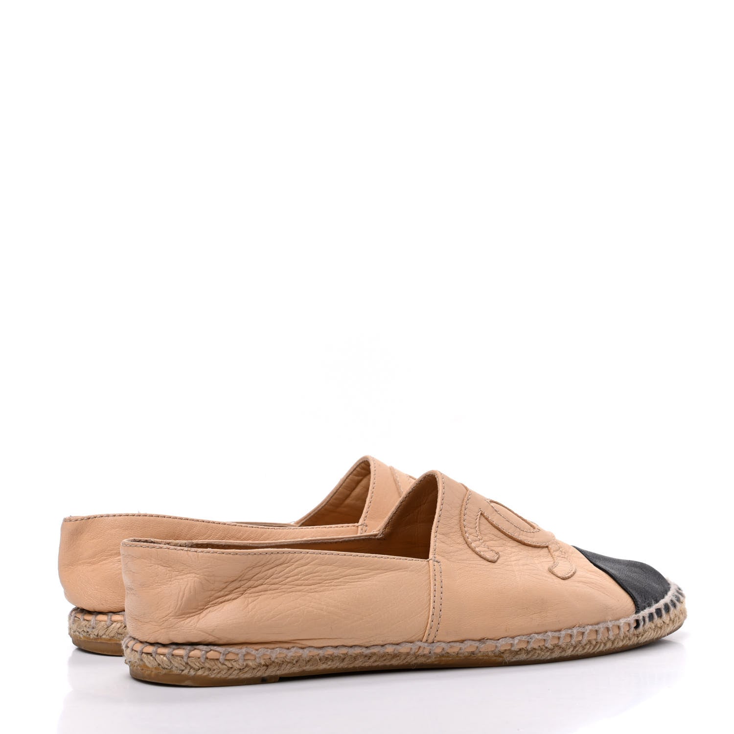 Chanel Lambskin CC Espadrilles 38 Beige Black 4 of 17
