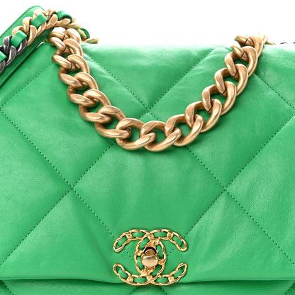 Chanel Lambskin Quilted Maxi Chanel 19 Flap Green 8 of 11