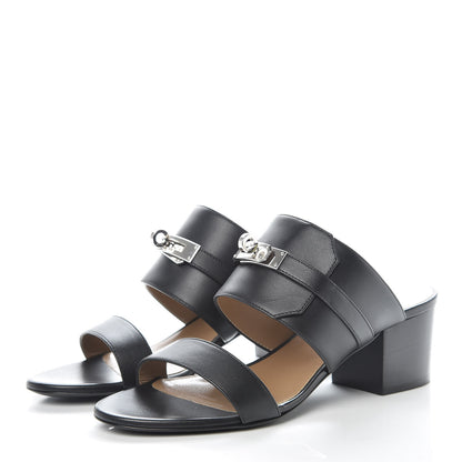 Hermes Calfskin Ovation Buckle Sandals 38 Black 3 of 8